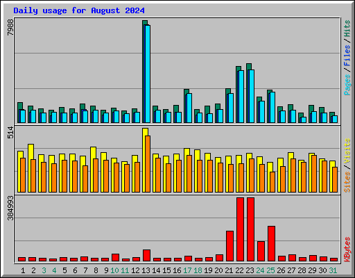 Daily usage for August 2024