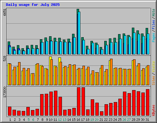 Daily usage for July 2025