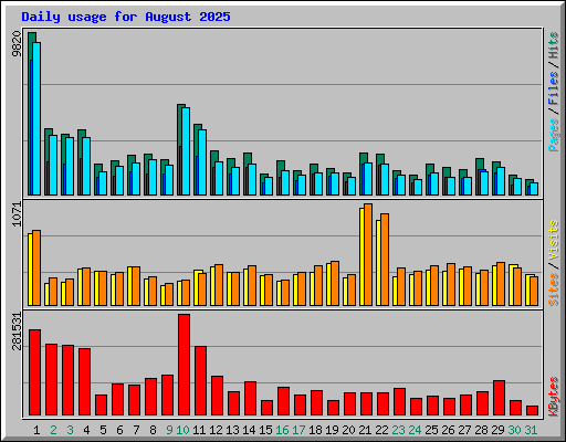 Daily usage for August 2025