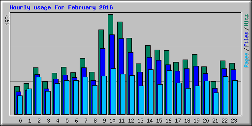 Hourly usage for February 2016